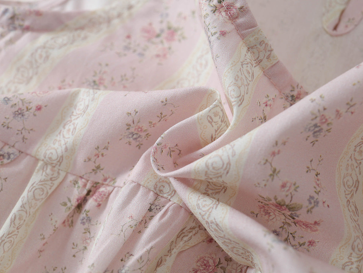 Girls' Pink Floral Sleeveless Top & White Lace-Trimmed Pants Set-K6126161