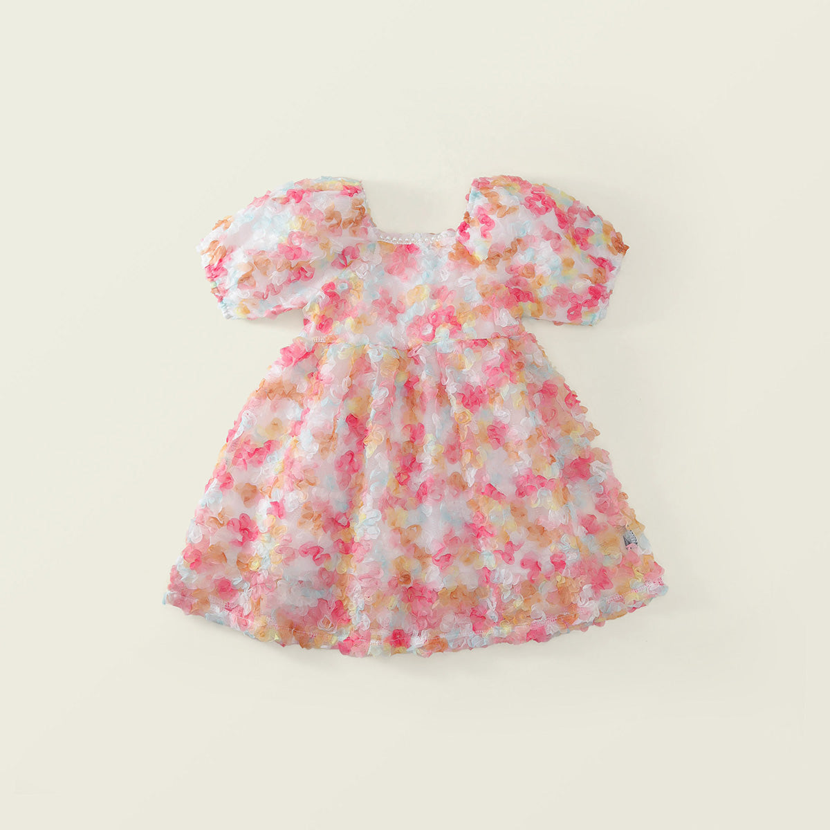 Girls' Pastel Floral Puff Sleeve Dress -K6126112