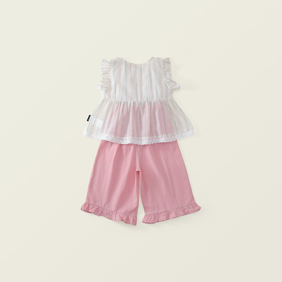 Girls' Striped Ruffle Top & Solid Color Culottes Set (2 Colors) - K6126126