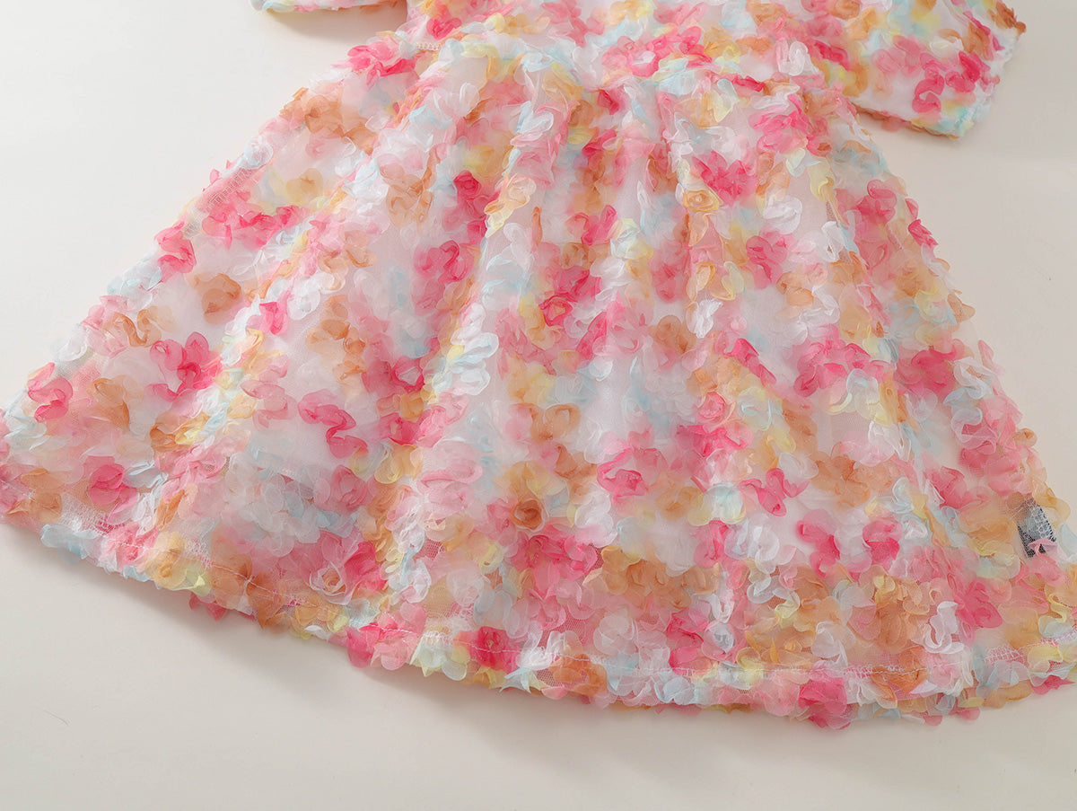 Girls' Pastel Floral Puff Sleeve Dress -K6126112
