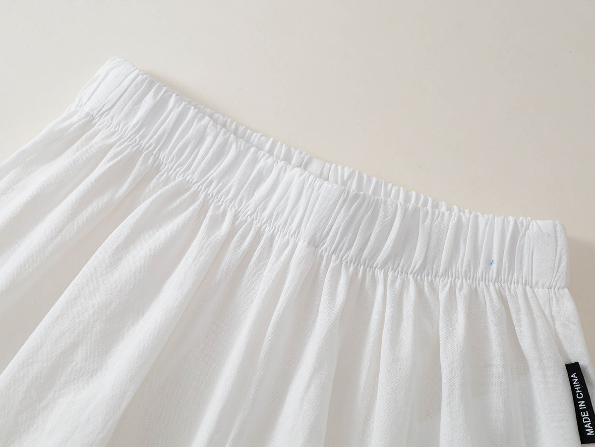Girls' Pink Floral Sleeveless Top & White Lace-Trimmed Pants Set-K6126161