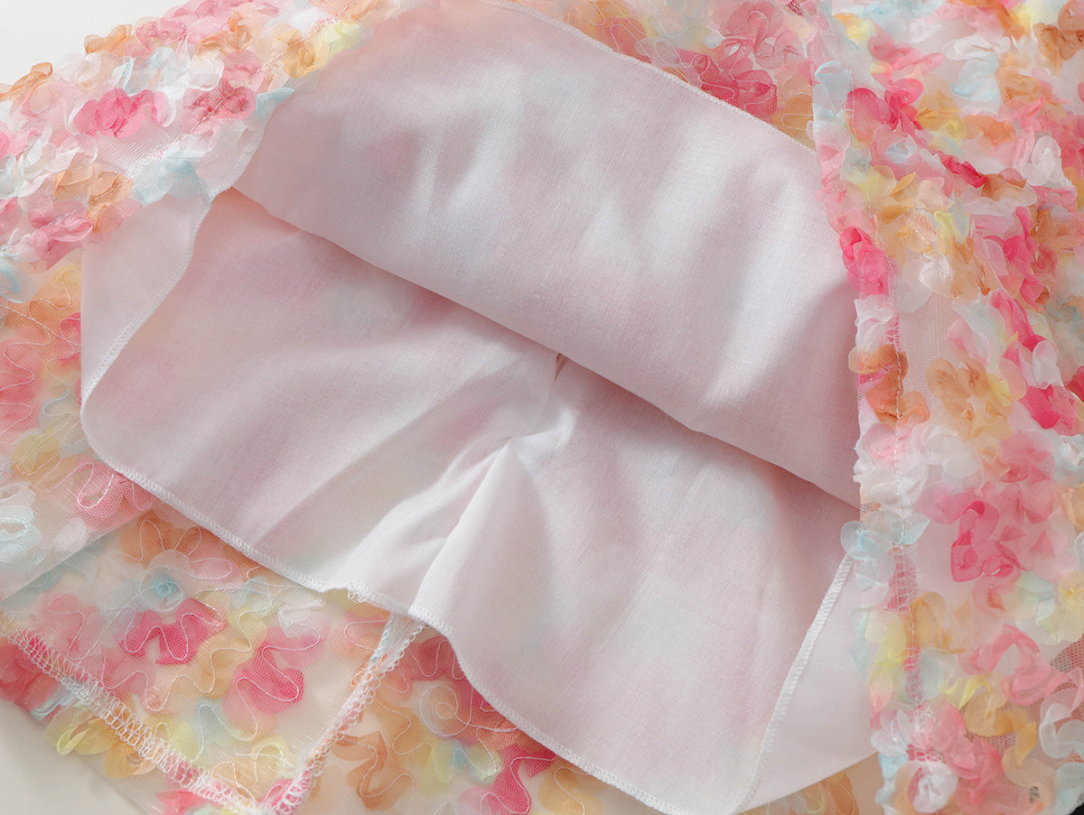 Girls' Pastel Floral Puff Sleeve Dress -K6126112