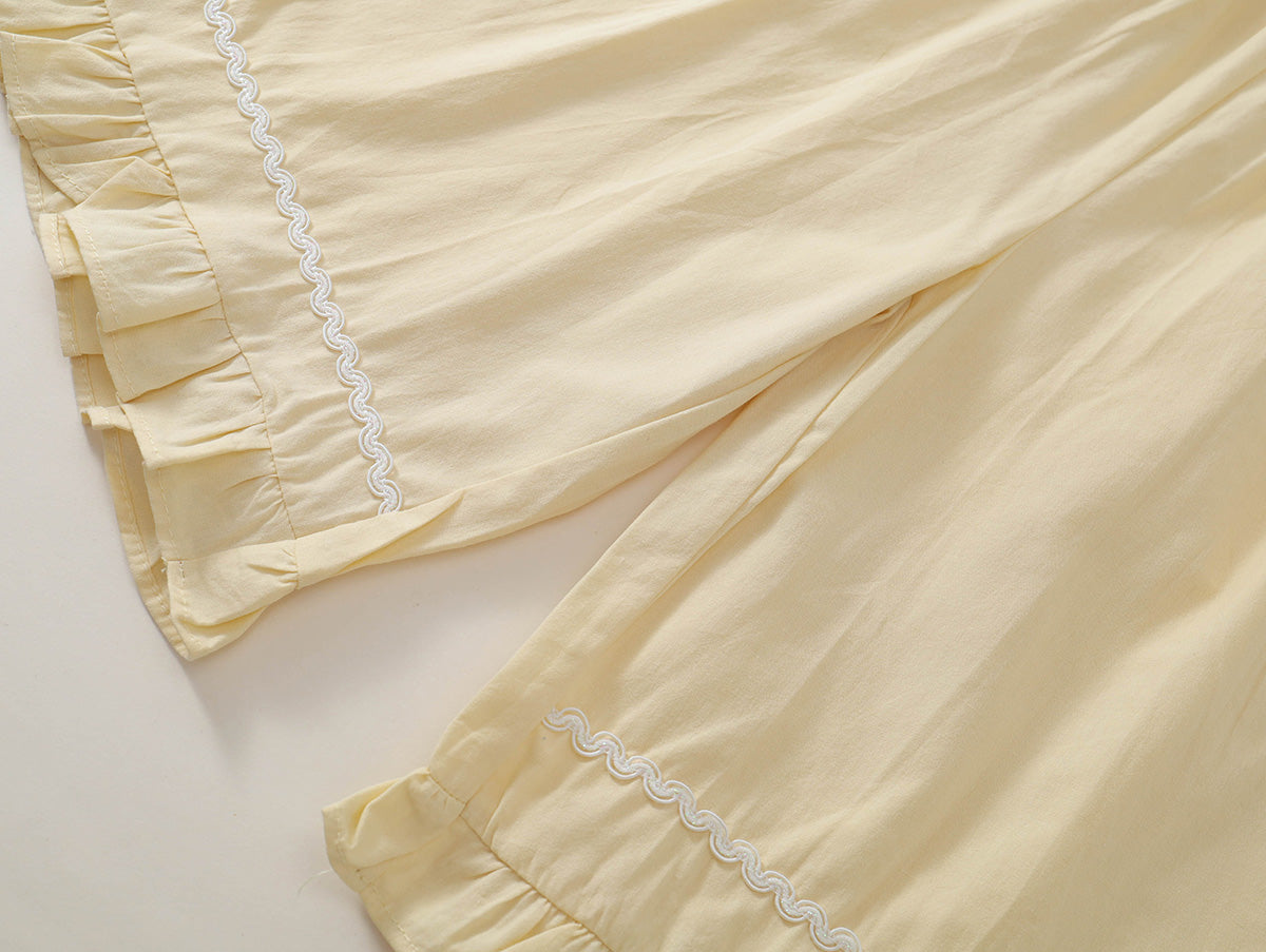 Girls' Striped Ruffle Top & Solid Color Culottes Set (2 Colors) - K6126126