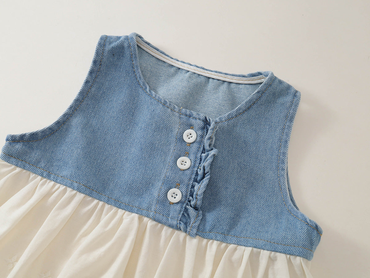 Toddler Girl Denim Lace 2-Piece Outfit Set-K6126151