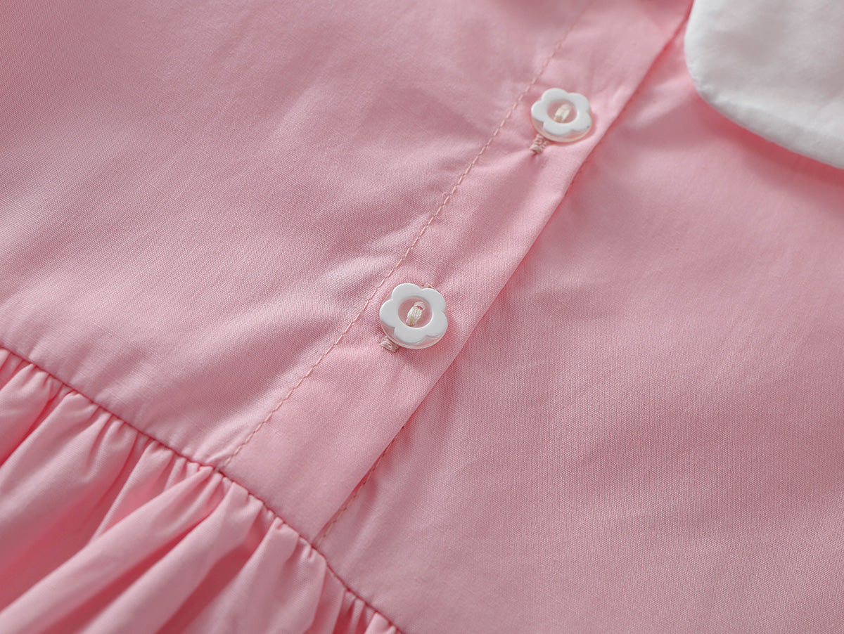 Girl's Cute Bear Embroidery Puff Sleeve Toddler Dress -K6126018