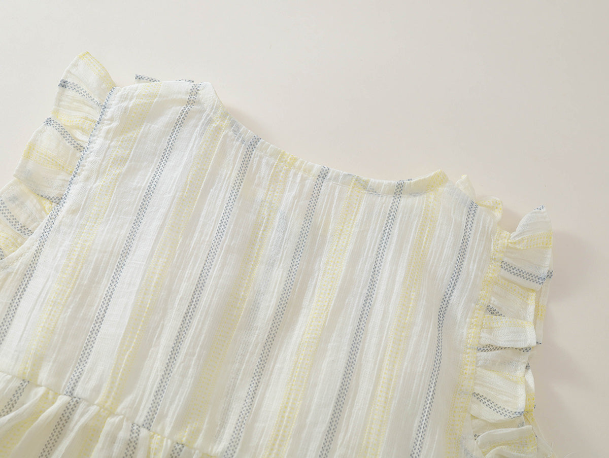 Girls' Striped Ruffle Top & Solid Color Culottes Set (2 Colors) - K6126126