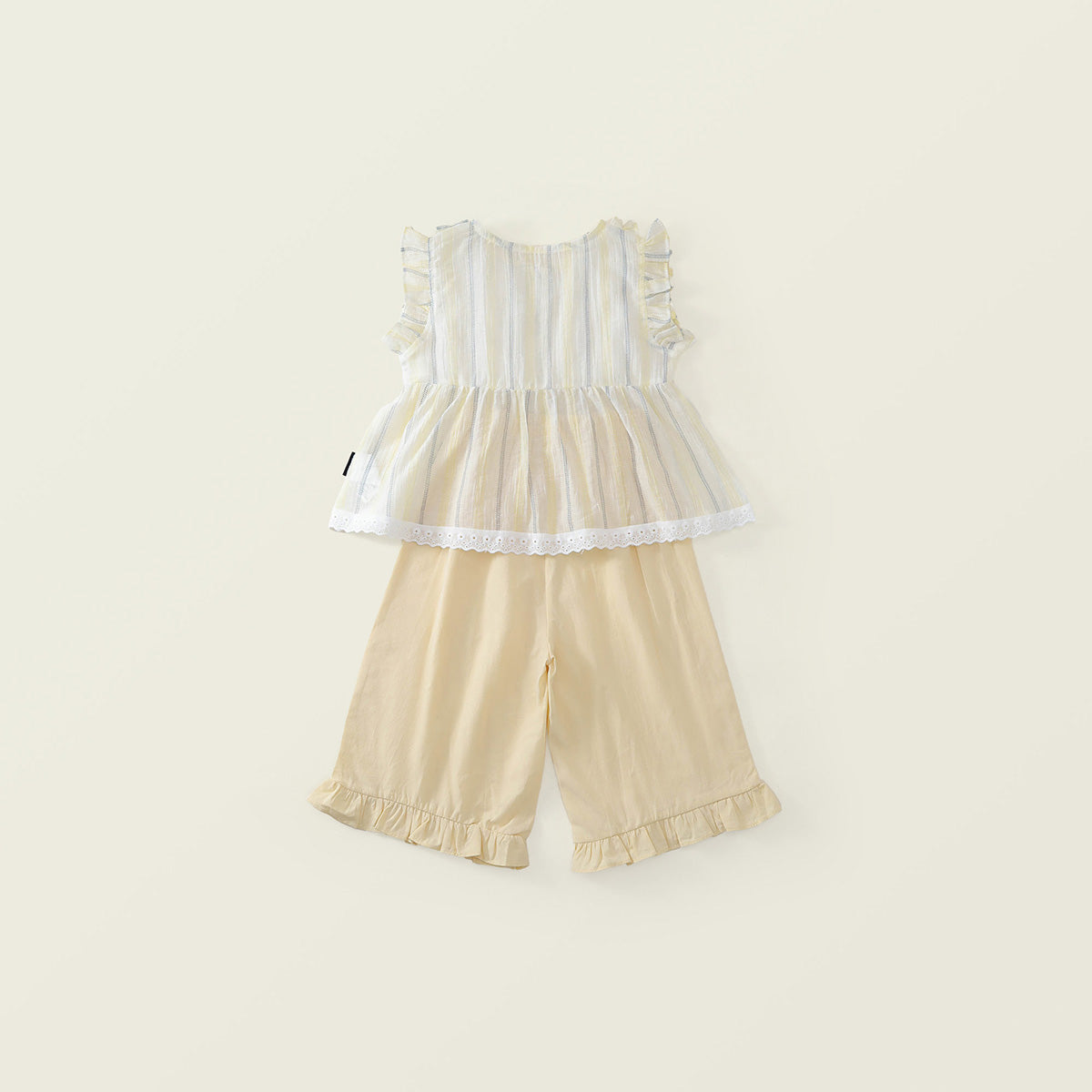 Girls' Striped Ruffle Top & Solid Color Culottes Set (2 Colors) - K6126126