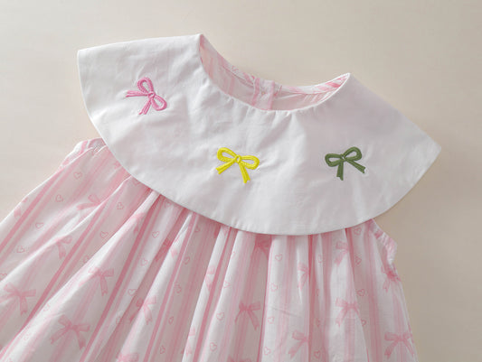 Girl's Kids Pink Striped Bow Dress -K6126016