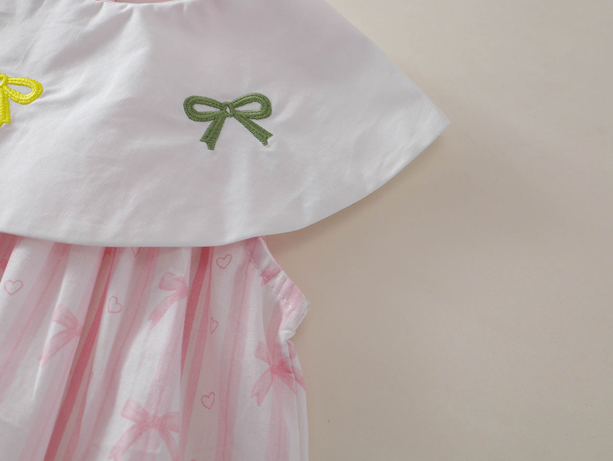 Girl's Kids Pink Striped Bow Dress -K6126016