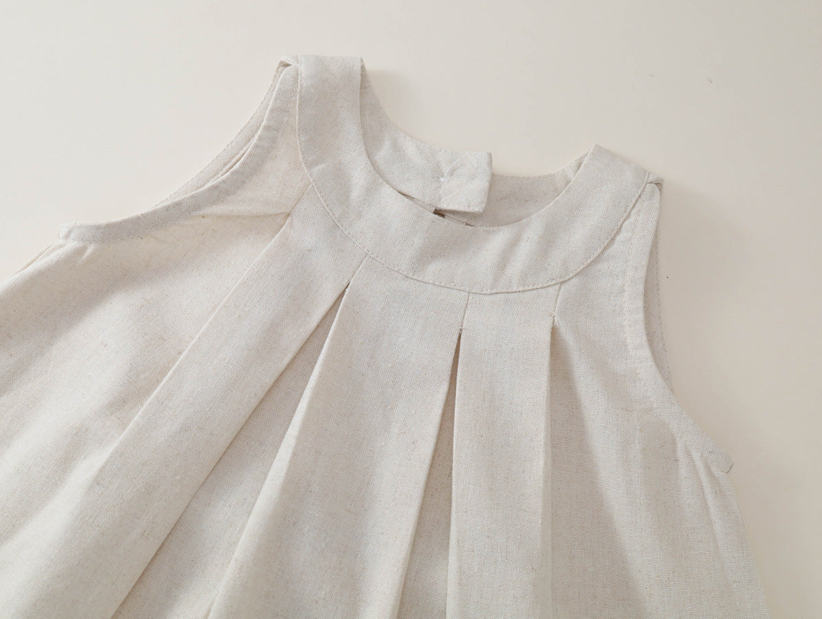 Girls' Sleeveless Pleated Top and Shorts Set-K6126144