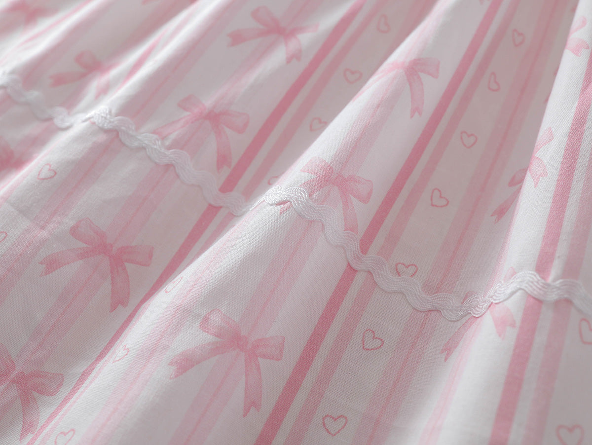 Girl's Kids Pink Striped Bow Dress -K6126016