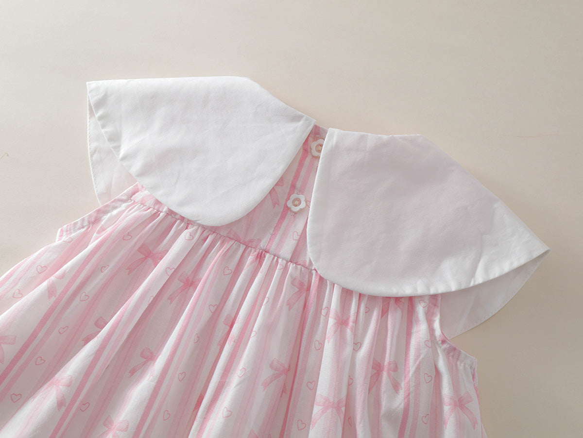 Girl's Kids Pink Striped Bow Dress -K6126016