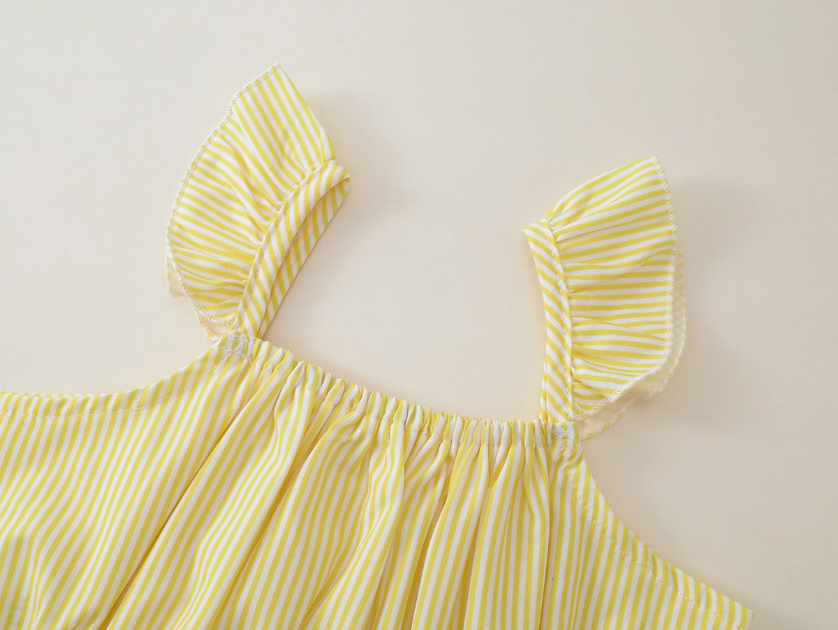 Girls' Yellow Striped & Floral 2-Piece Set-K6126183