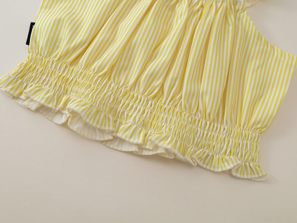 Girls' Yellow Striped & Floral 2-Piece Set-K6126183