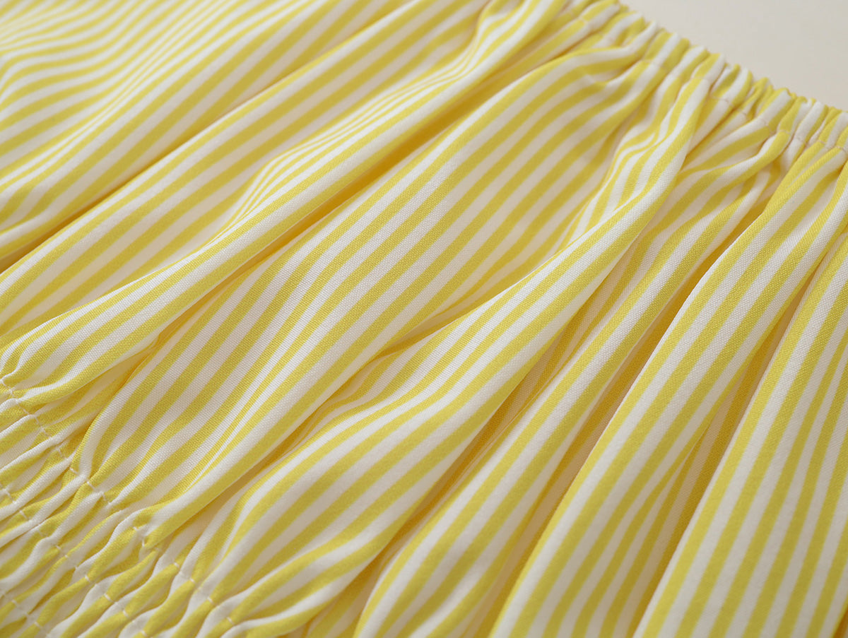Girls' Yellow Striped & Floral 2-Piece Set-K6126183