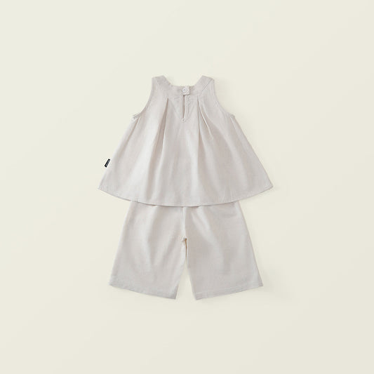Girls' Sleeveless Pleated Top and Shorts Set-K6126144