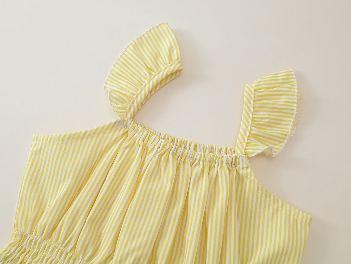 Girls' Yellow Striped & Floral 2-Piece Set-K6126183
