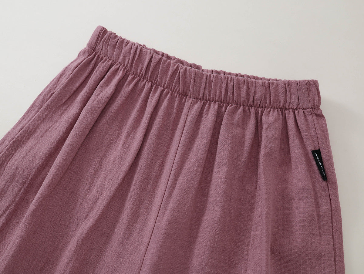 Girls' Mauve Ruffle-Hem Sleeveless Top & Shorts Set-K6126155