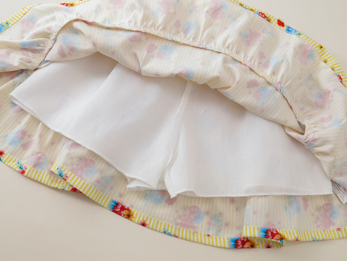Girls' Yellow Striped & Floral 2-Piece Set-K6126183
