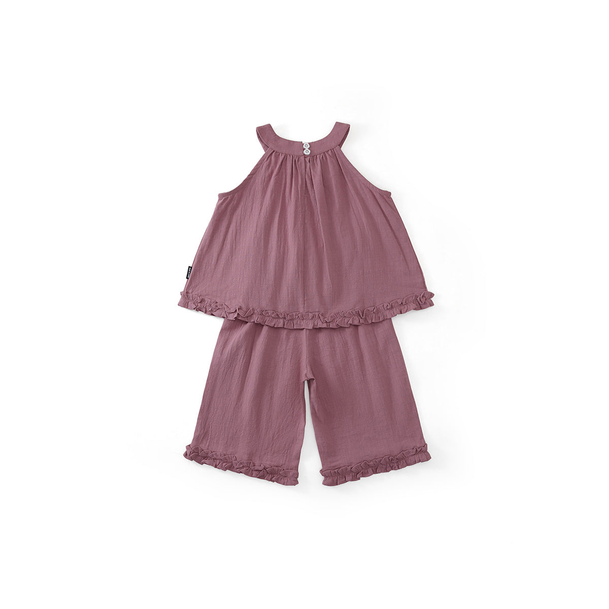 Girls' Mauve Ruffle-Hem Sleeveless Top & Shorts Set-K6126155
