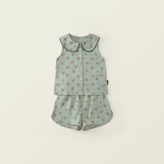 Girl Floral Print Sleeveless Top & Shorts Set-K6126120
