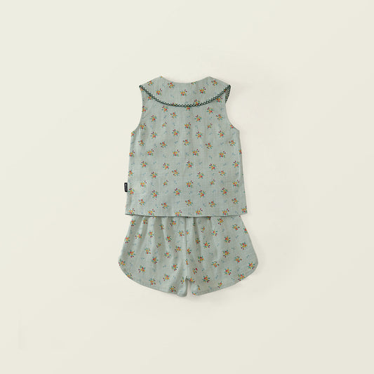 Girl Floral Print Sleeveless Top & Shorts Set-K6126120