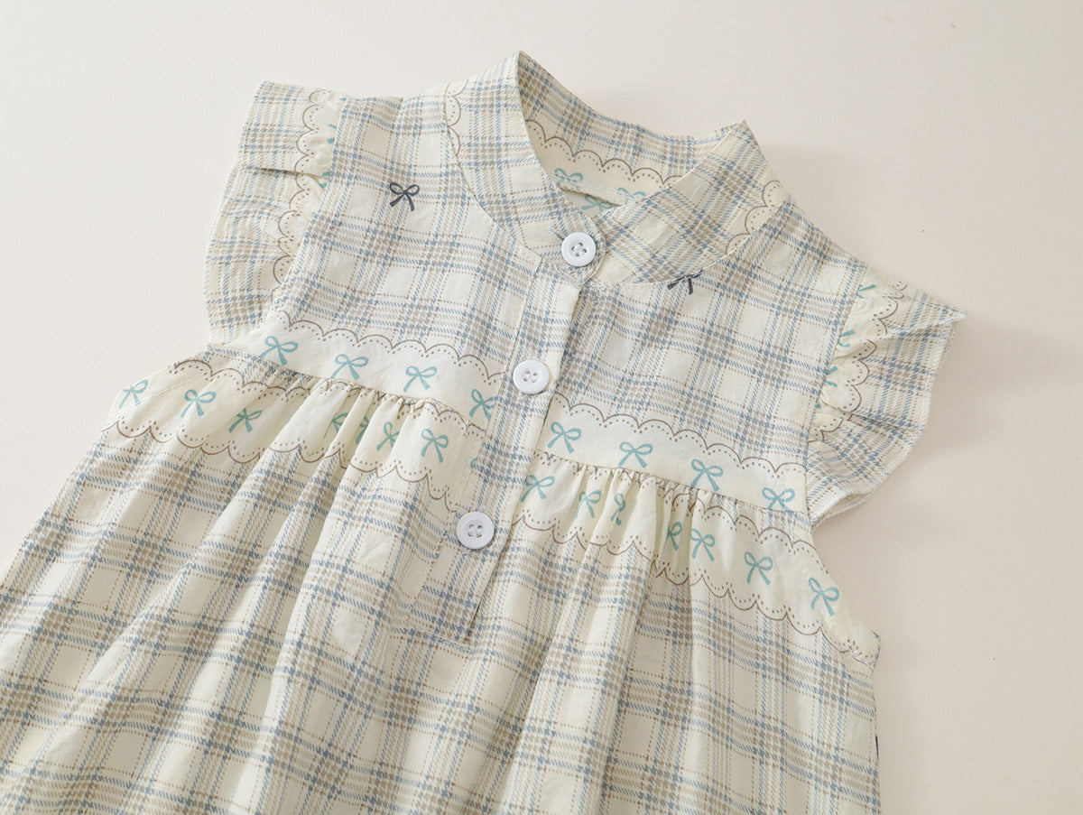 Girls' Plaid & Rainbow Print Collared Dresses (2 Colors) - K6126208