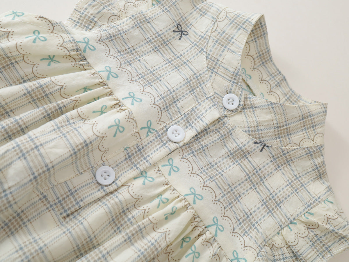 Girls' Plaid & Rainbow Print Collared Dresses (2 Colors) - K6126208