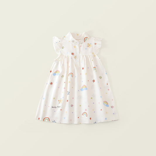 Girls' Plaid & Rainbow Print Collared Dresses (2 Colors) - K6126208