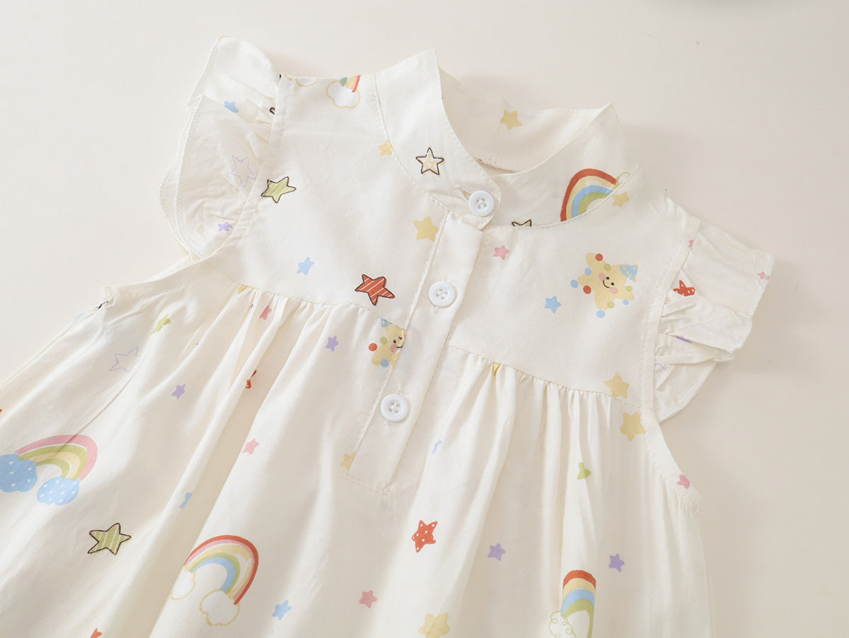 Girls' Plaid & Rainbow Print Collared Dresses (2 Colors) - K6126208