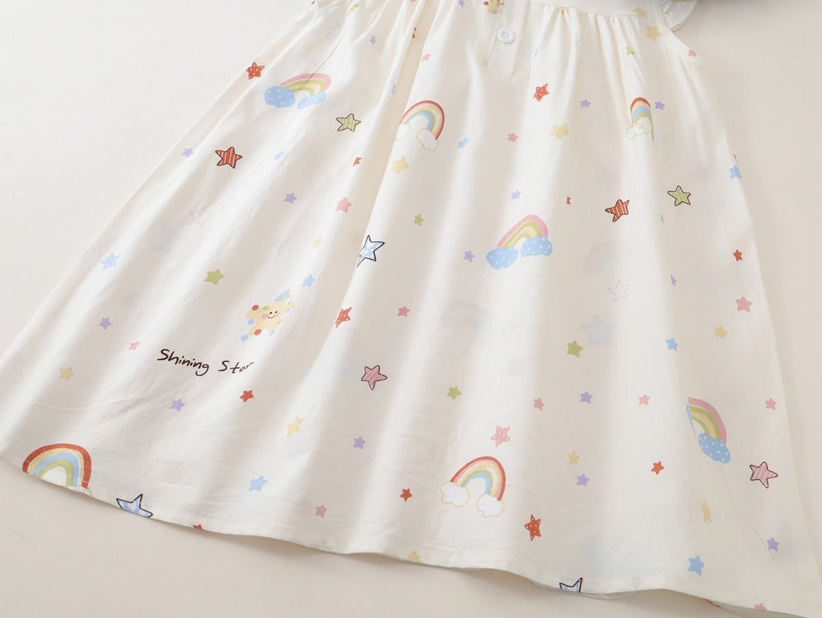 Girls' Plaid & Rainbow Print Collared Dresses (2 Colors) - K6126208