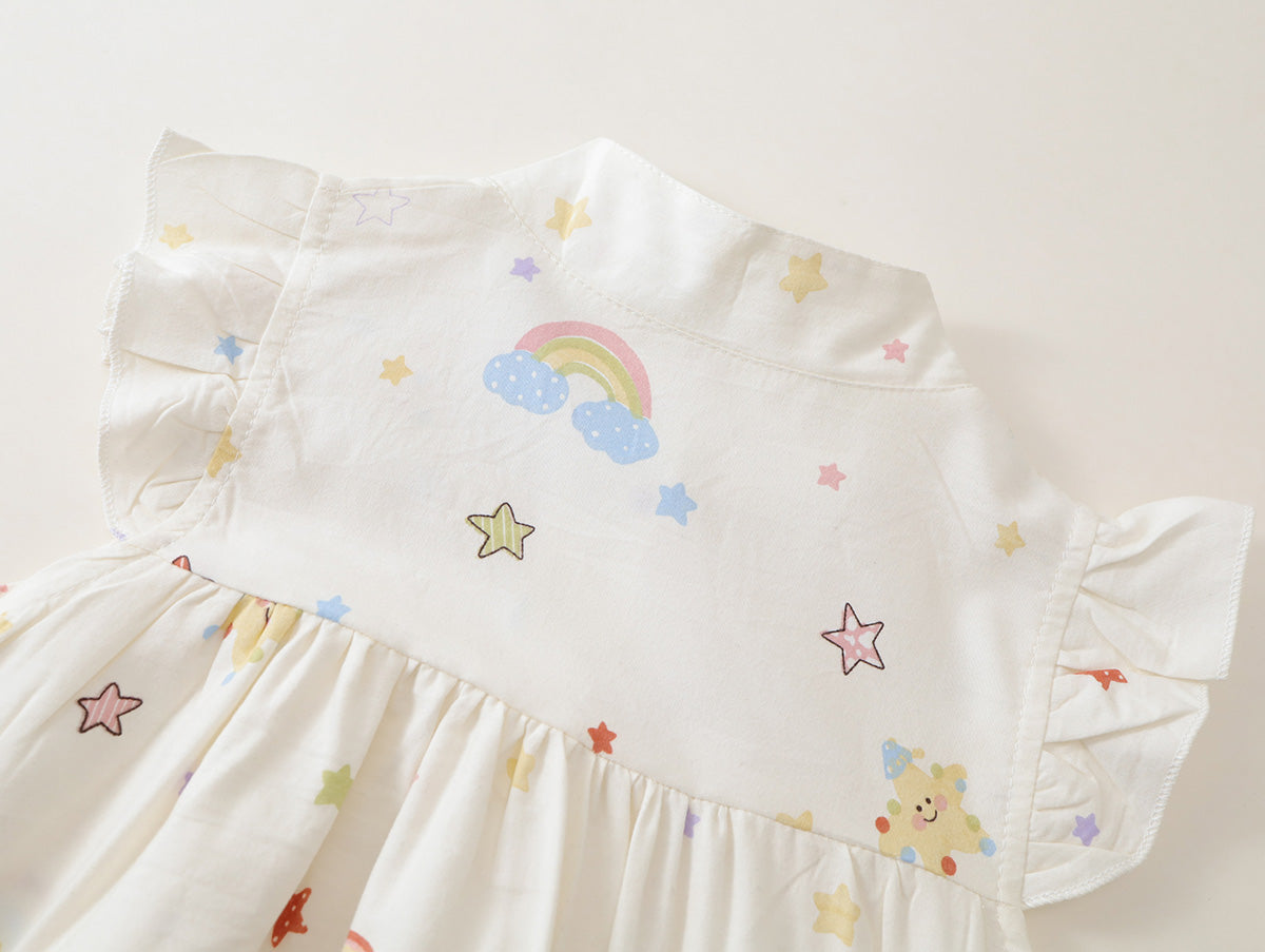 Girls' Plaid & Rainbow Print Collared Dresses (2 Colors) - K6126208