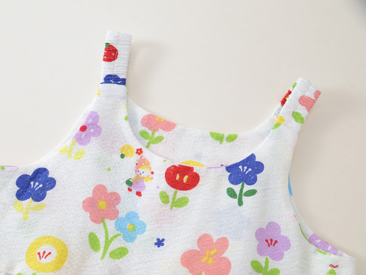Girls' Tiered Floral Print Sleeveless Summer Dress (3 Colors) - K6126203