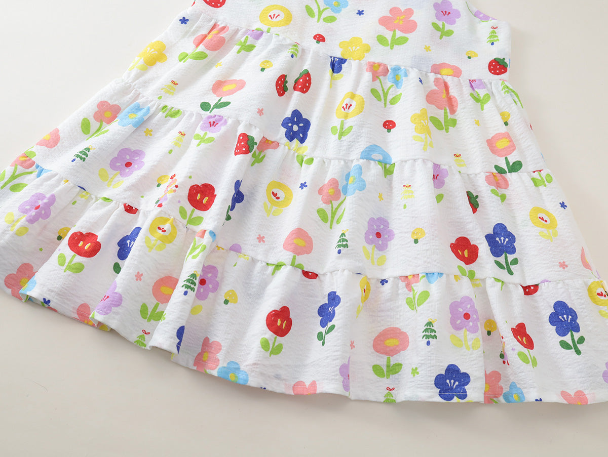 Girls' Tiered Floral Print Sleeveless Summer Dress (3 Colors) - K6126203