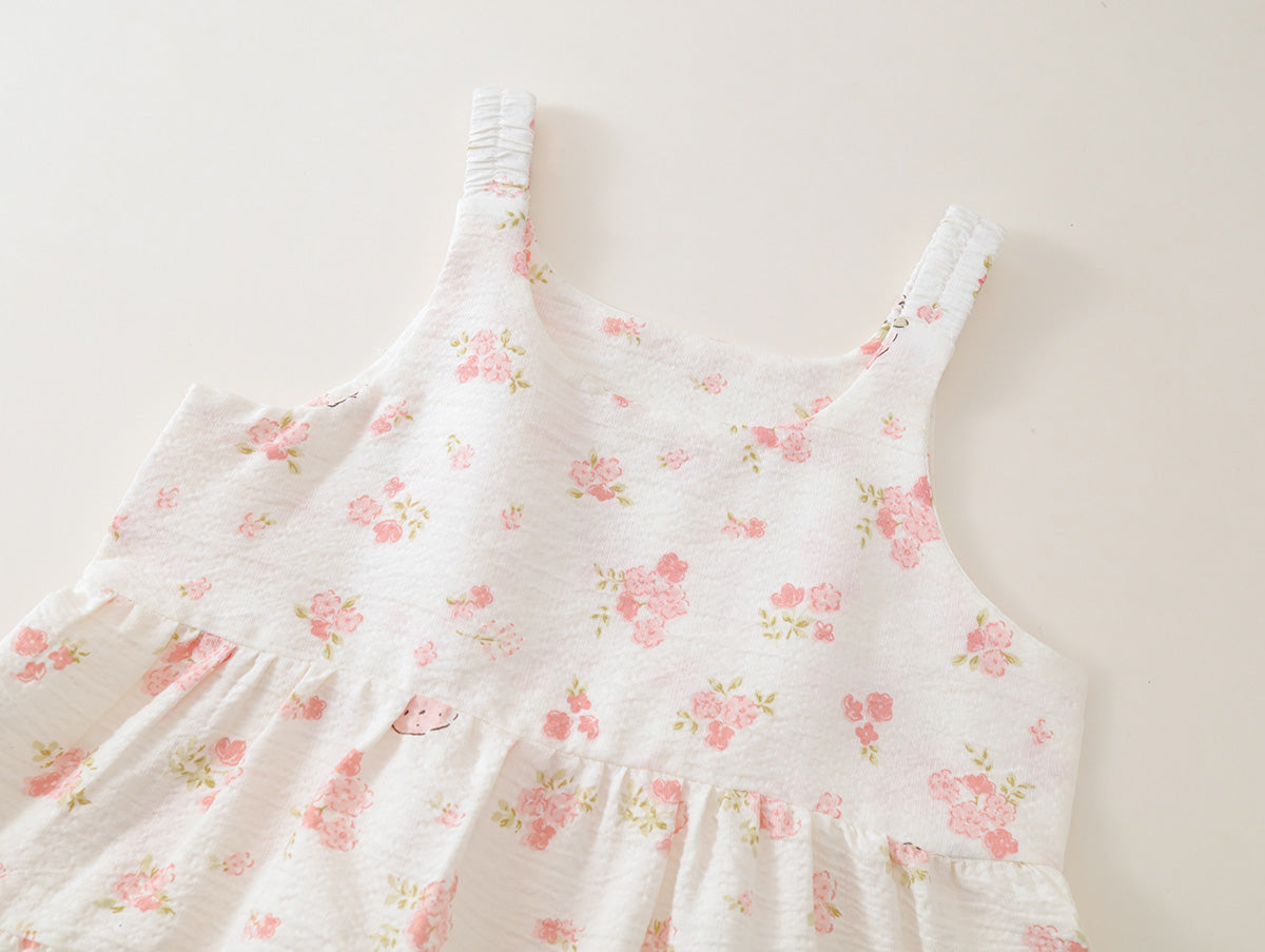 Girls' Tiered Floral Print Sleeveless Summer Dress (3 Colors) - K6126203