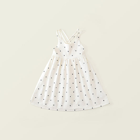 Girls' Cross-Back Summer Dress Set (Leopard & Polka Dot) - K6126228