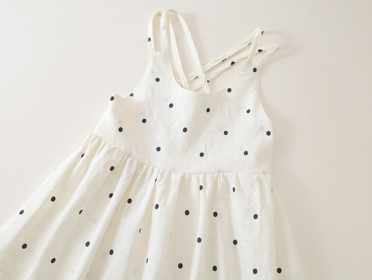 Girls' Cross-Back Summer Dress Set (Leopard & Polka Dot) - K6126228