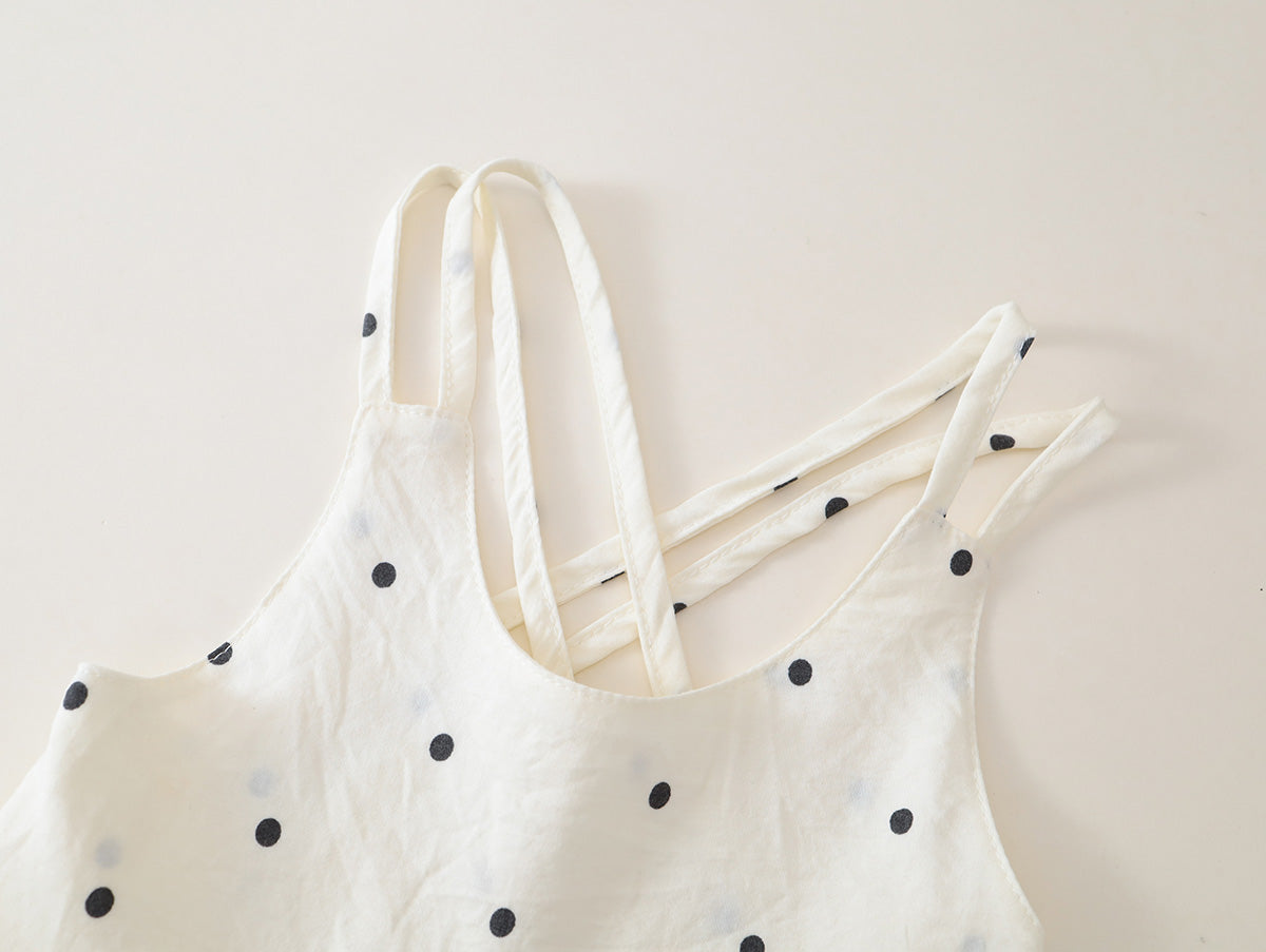 Girls' Cross-Back Summer Dress Set (Leopard & Polka Dot) - K6126228