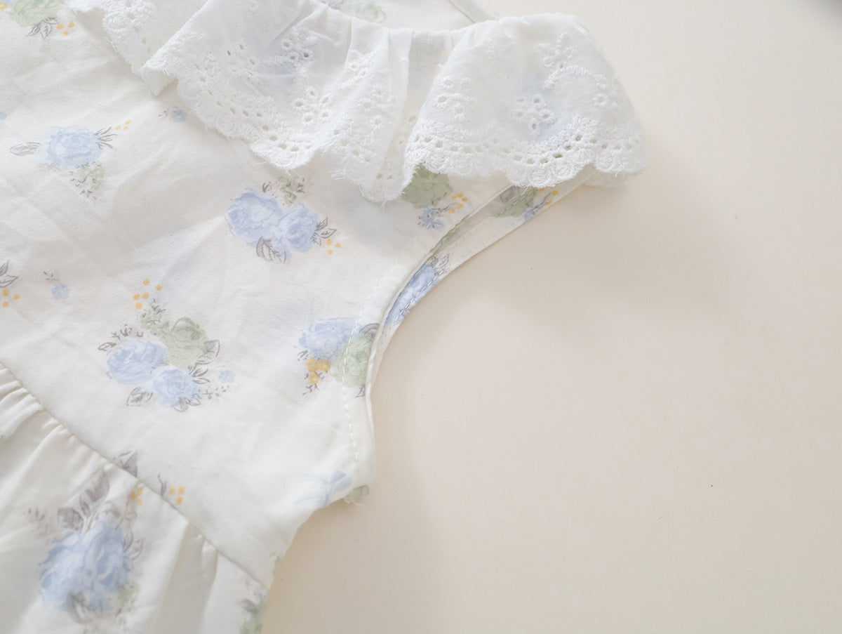 Girls' Floral Ruffled-Neck Sleeveless Top & Shorts Set(3 Colors) - K6126230