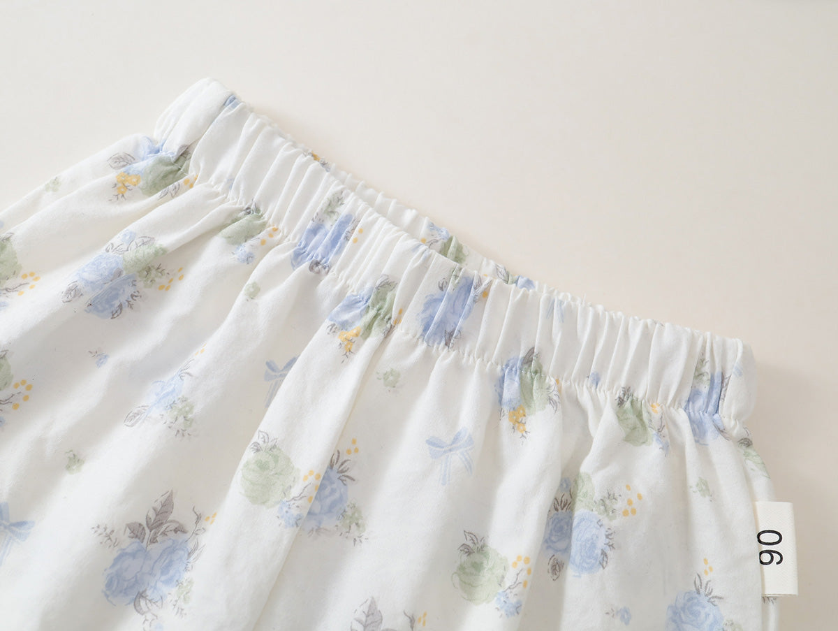 Girls' Floral Ruffled-Neck Sleeveless Top & Shorts Set(3 Colors) - K6126230