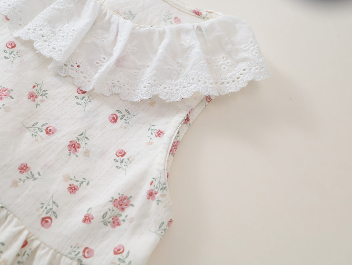 Girls' Floral Ruffled-Neck Sleeveless Top & Shorts Set(3 Colors) - K6126230