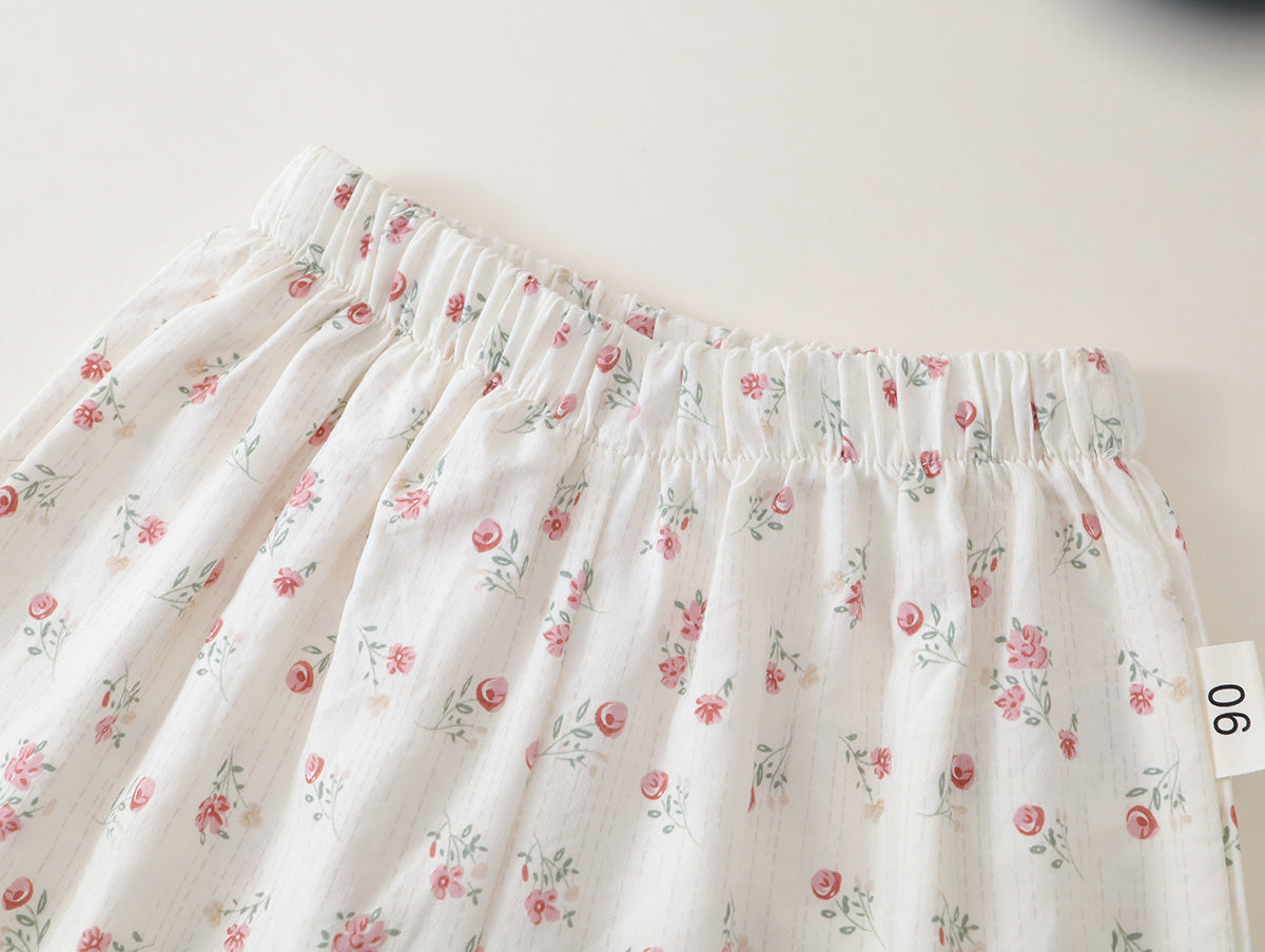 Girls' Floral Ruffled-Neck Sleeveless Top & Shorts Set(3 Colors) - K6126230