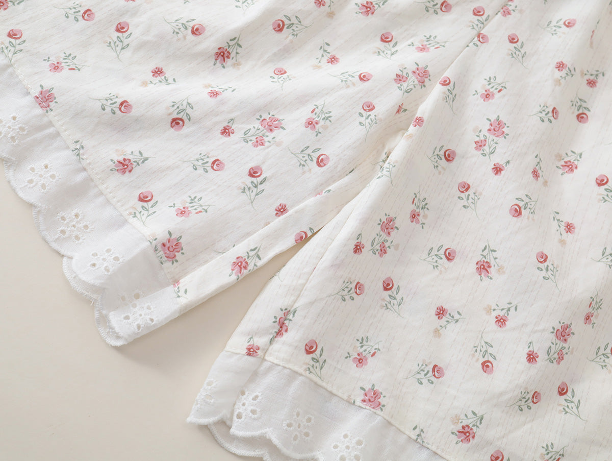 Girls' Floral Ruffled-Neck Sleeveless Top & Shorts Set(3 Colors) - K6126230