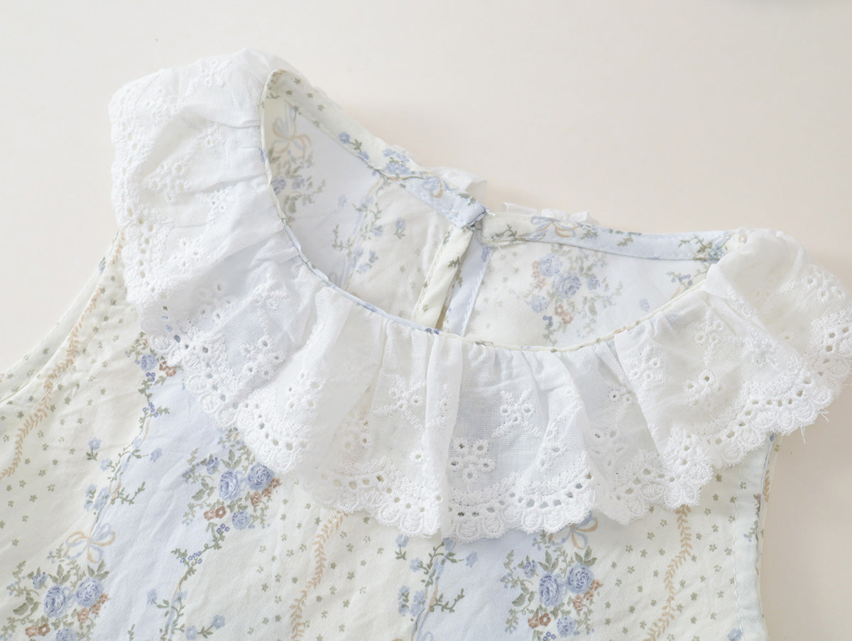 Girls' Floral Ruffled-Neck Sleeveless Top & Shorts Set(3 Colors) - K6126230