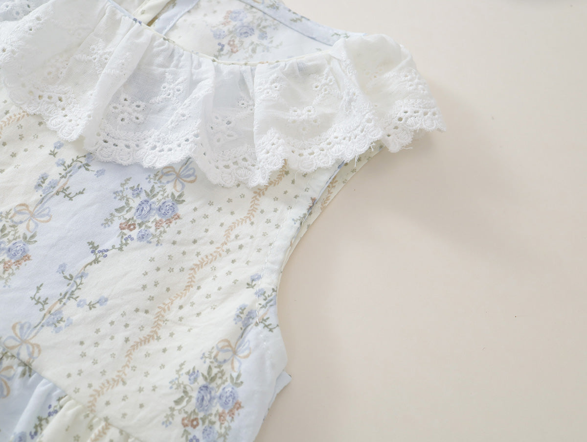 Girls' Floral Ruffled-Neck Sleeveless Top & Shorts Set(3 Colors) - K6126230