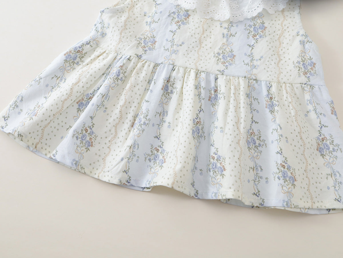 Girls' Floral Ruffled-Neck Sleeveless Top & Shorts Set(3 Colors) - K6126230