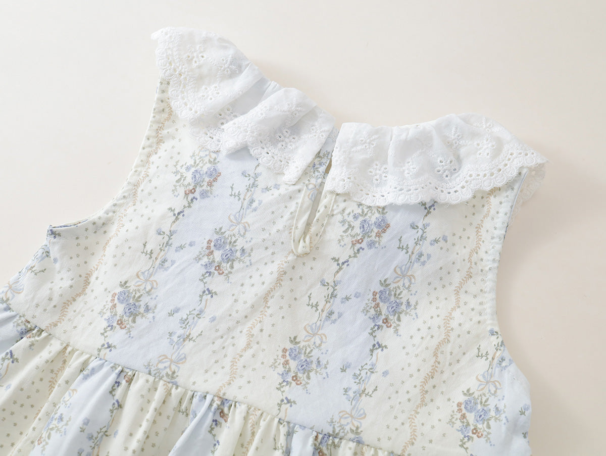 Girls' Floral Ruffled-Neck Sleeveless Top & Shorts Set(3 Colors) - K6126230