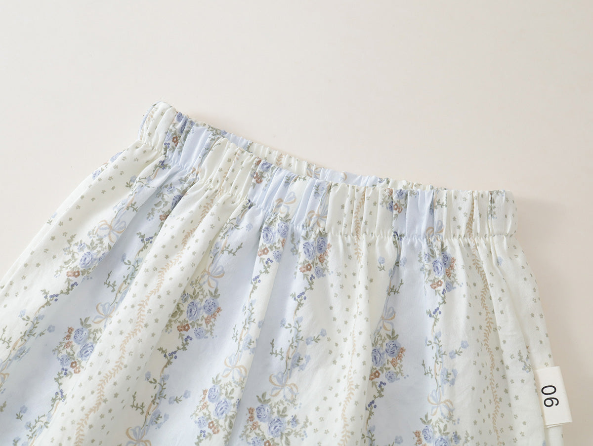 Girls' Floral Ruffled-Neck Sleeveless Top & Shorts Set(3 Colors) - K6126230