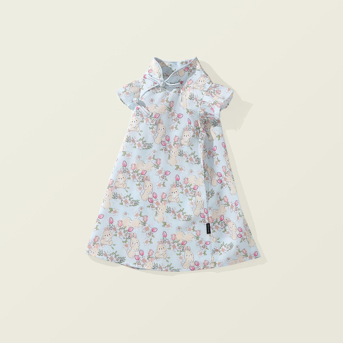 Girls Cheongsam Rabbit Printing Dress