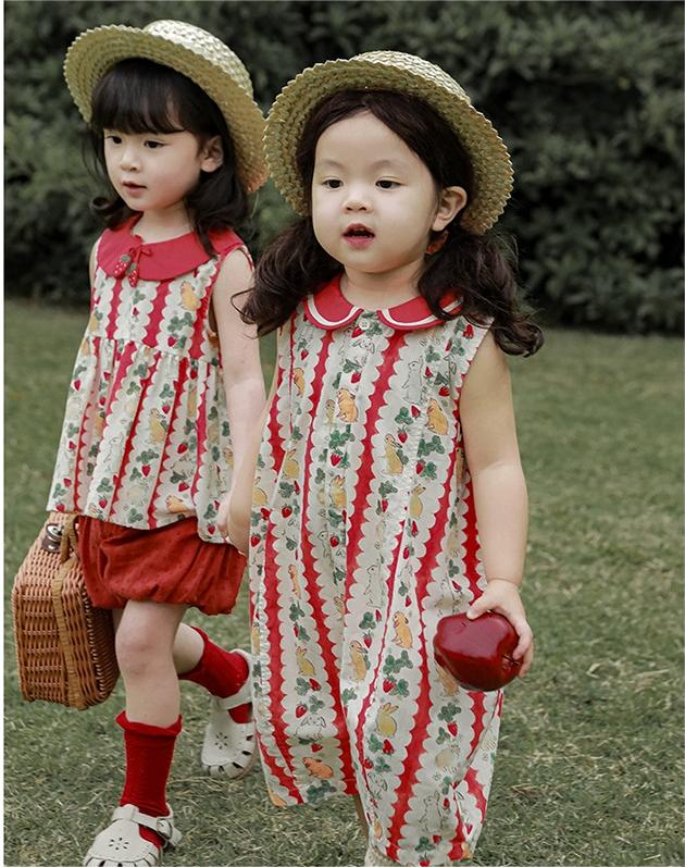 Girl sleeveless rabbit jumpsuit